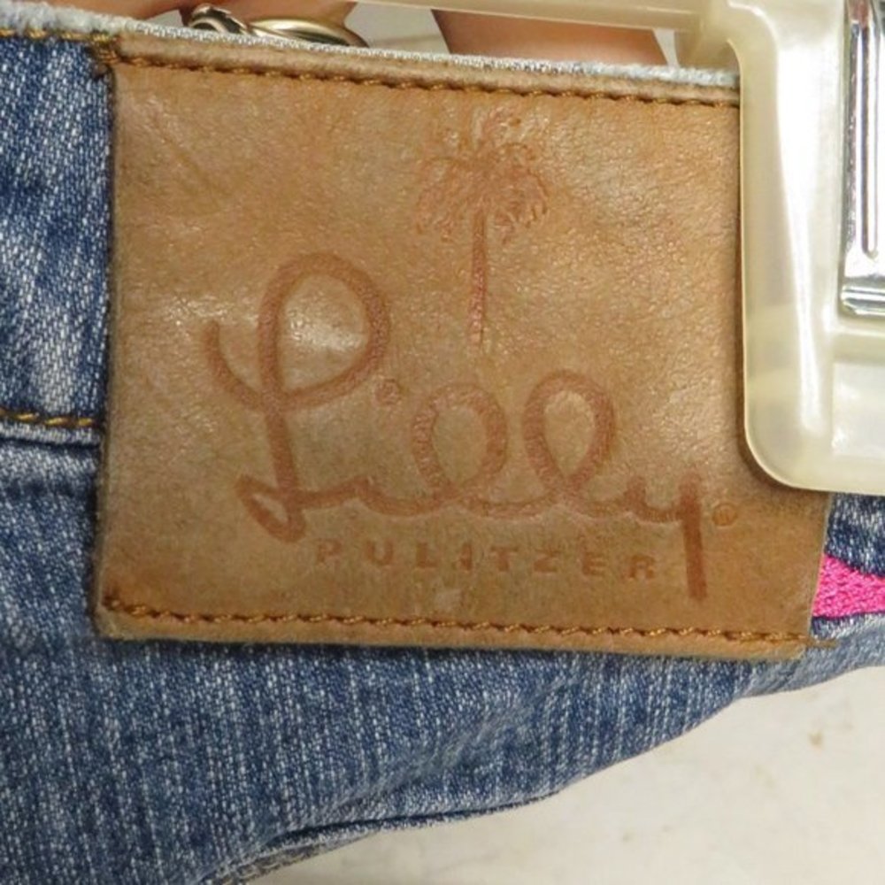 Lilly Pulitzer Denim Jeans with Pink Flamingo Print - Picture 3 of 4